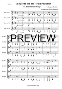 Allegretto aus der 7ten Symphonie von Ludwig van Beethoven für Horn Quartett in F