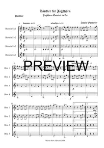 Ländler für Jagdhorn - Anton Wunderer - für Horn Quartett in Es - 4 JH