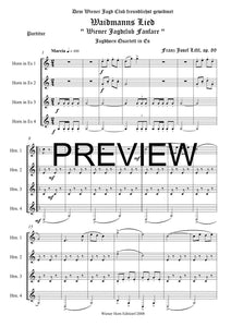 Waidmannslied - Franz Josef Liftl - für Horn Quartett in Es - 4 JH