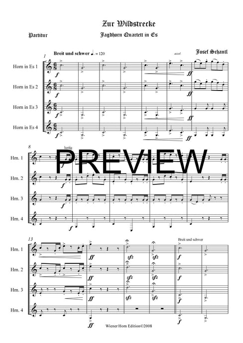 Zur Wildstrecke - Josef Schantl - für Horn Quartett in Es - 4 JH