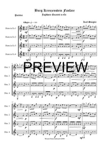 Burg Kreuzenstein Fanfare - Karl Stiegler - für Horn Quartett in Es -  4 JH