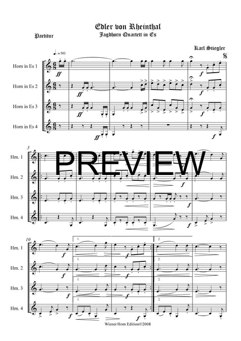 Edler von Rheintal - Karl Stiegler - für Horn Quartett in Es - 4 JH