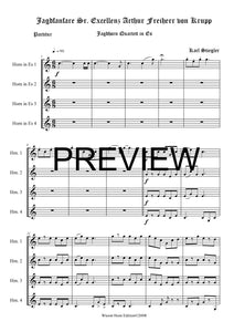 Jagdfanfare Sr.Excellenz Arthur Freiherr von Krupp - Karl Stiegler - für Horn Quartett in Es - 4 JH