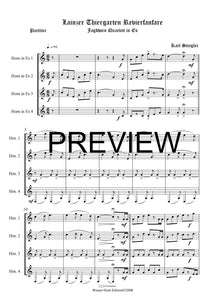 Lainzer Thiergarten Revierfanfare - Karl Stiegler - für Horn Quartett in Es - 4 JH