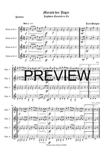 Marsch der Jäger - Karl Stiegler - für Horn Quartett in Es -  4 JH