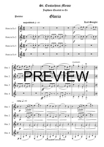 St.Eustachius Messe, Gloria -  Karl Stiegler - für Horn Quartett in Es - 4 JH