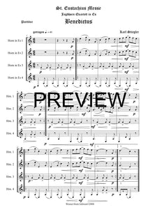 St.Eustachius Messe, Benedictus - Karl Stiegler - für Horn Quartett in Es - 4 JH