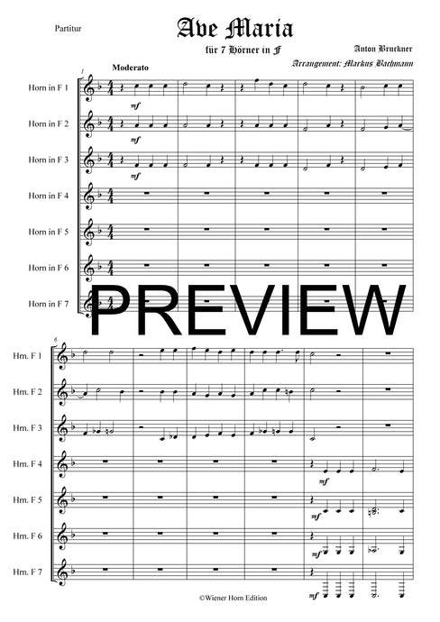 Ave Maria - Anton Bruckner - für Horn Septett in F