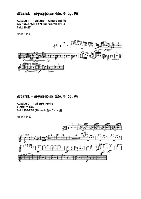 Orchester Studie - Antonin Dvorak - Symphonie No 9, Horn 1,2,3