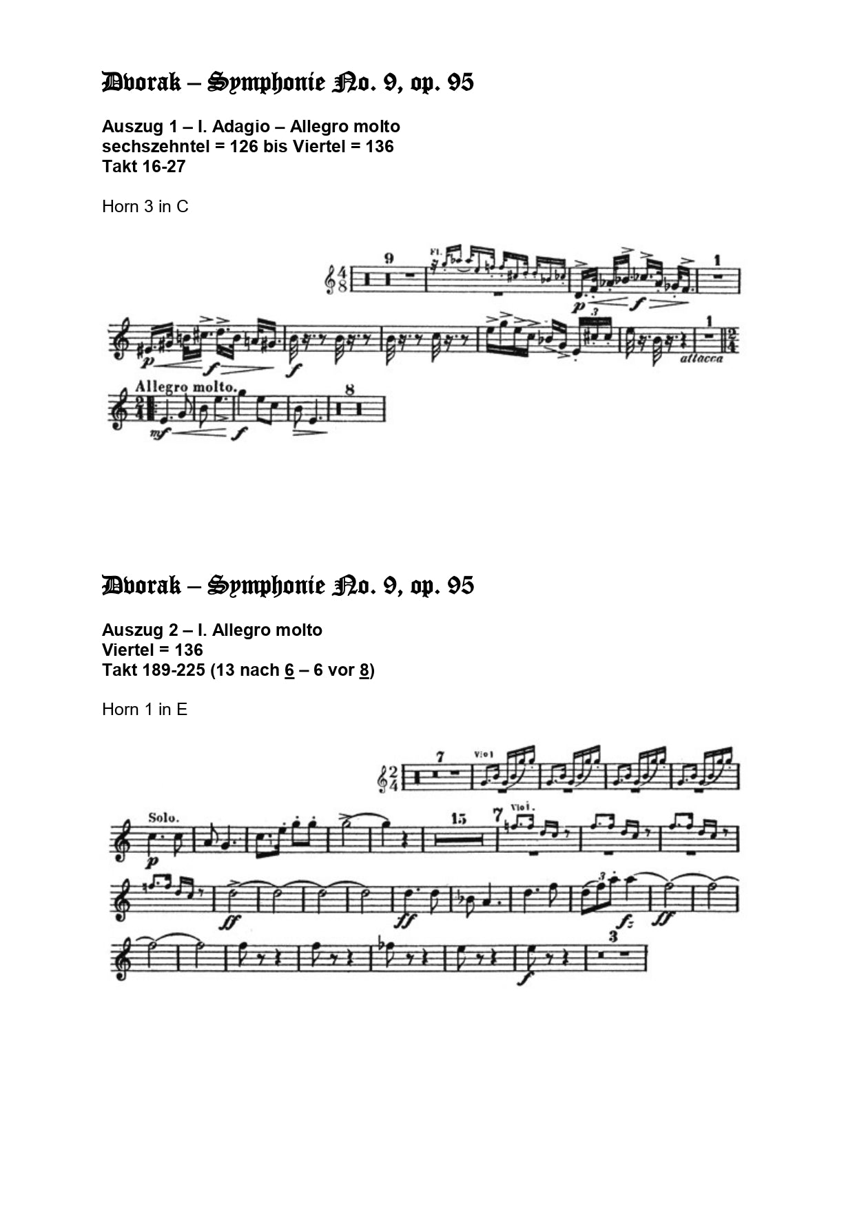 Orchester Studie - Antonin Dvorak - Symphonie No 9, Horn 1,2,3