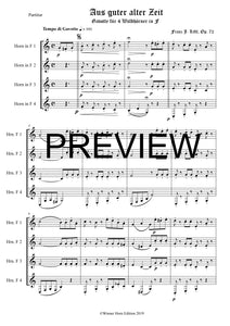 aus guter alter Zeit - Franz Josef Liftl - Gavotte für 4 Waldhörner in F, Op. 72 WH4