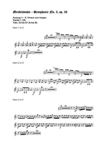 Orchester Studie - Felix Mendelssohn Bartholdy - Symphonie No 3, Horn 1,2,3,4