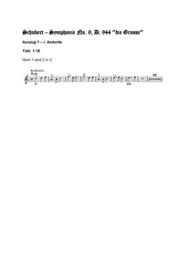 Orchester Studie - Franz Schubert - Symphonie No 9, Horn 1,2
