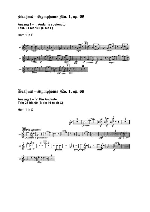 Orchester Studie - Johannes Brahms - Symphonien 1,2,3,4 - Horn 1,2,3,4