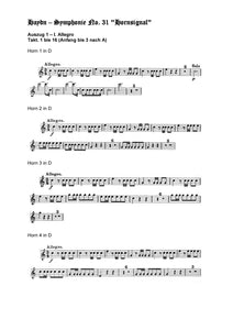 Orchester Studie - Joseph Haydn - Symphonie No 31, Horn 1,2,3,4