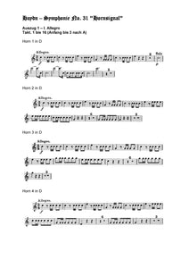 Orchester Studie - Joseph Haydn - Symphonie No 31, Horn 1,2,3,4