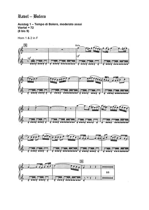 Orchester Studie - Maurice Ravel - Bolero, Horn 1,2