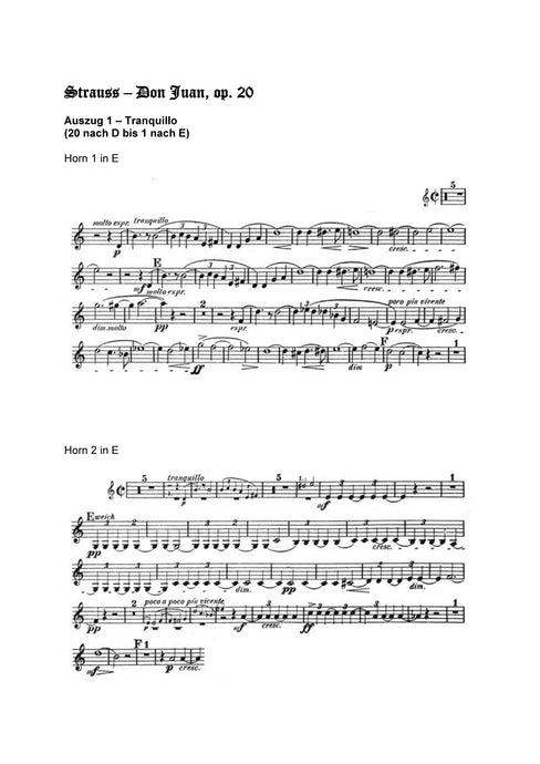 Orchester Studie - Richard Strauss - Don Juan, Horn 1,2,3,4