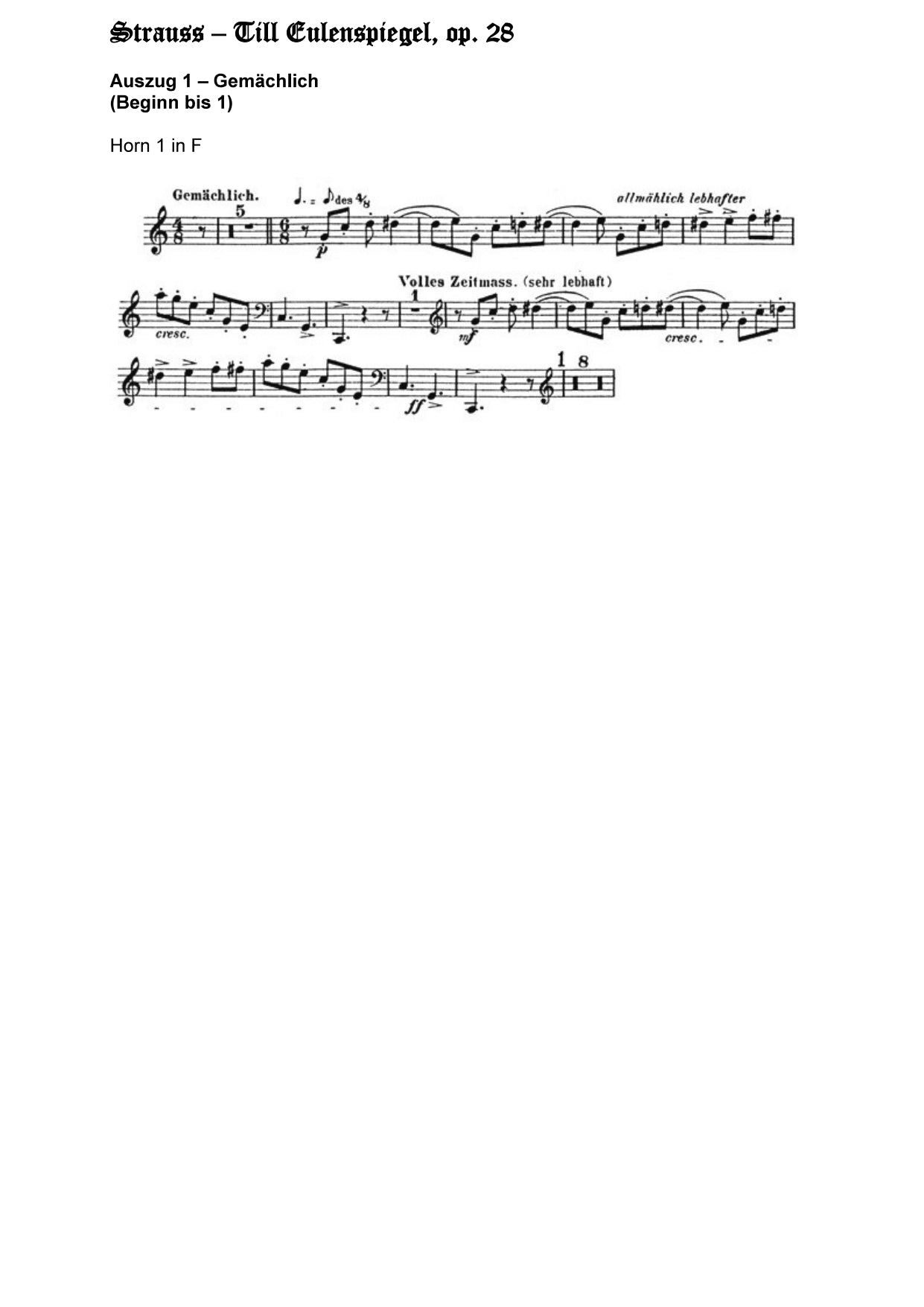 Orchester Studie - Richard Strauss - Till Eulenspiegel, Horn 1,2,3,4