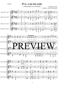 o che bon Eccho - Orlando di Lasso - für Horn Oktett in F - 8 WH